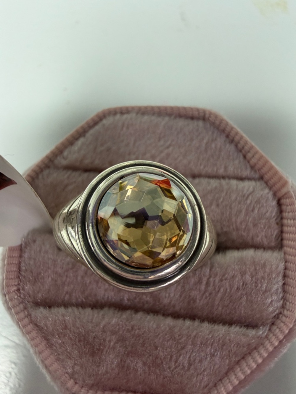 Brighton Silver-Tone Ring with Champagne Stone Size 8 - Picture 3 of 3